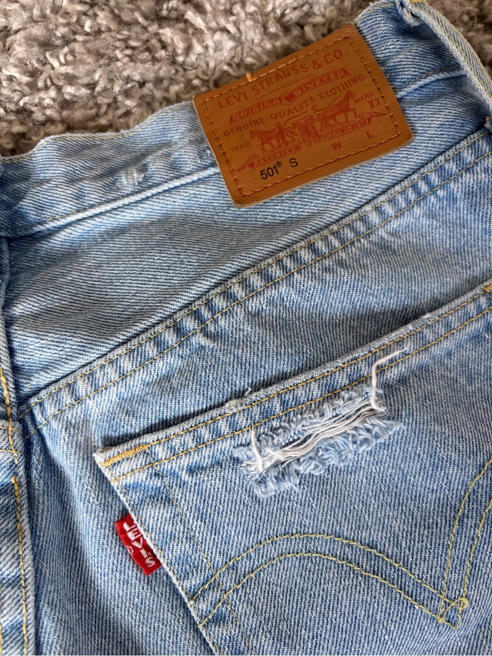 Levi's Light Blue Denim Jeans with Yellow Stitching Detail